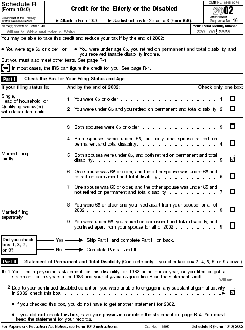 Schedule R, Pg 1 Schedules (Form 1040): R