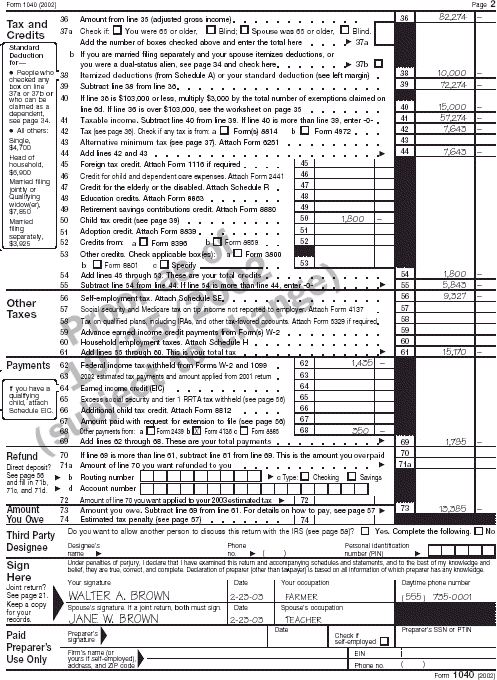 Form 1040 - page 2