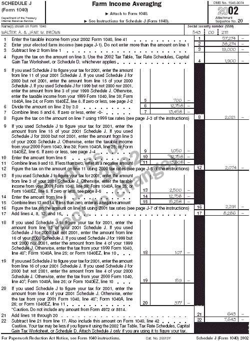 Schedule J (Form 1040) - page 1