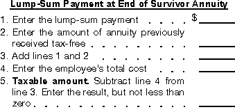 Blank Lump-sum payment at end of survivor annuity